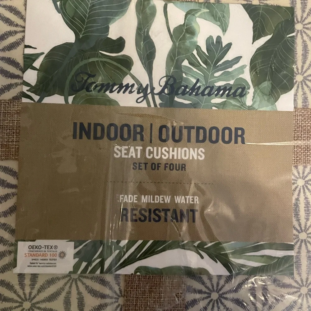 Tommy Bahama Geometric Pattern Seat Cushions - Cream and Gray (NWT) - Picture 2 of 4